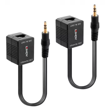 Transmissor e Recetor AV Lindy 500 m Cat.6 Extensor de Áudio Analógico 3,5 mm