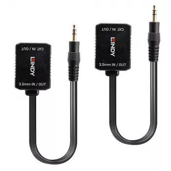Transmissor e Recetor AV Lindy 500 m Cat.6 Extensor de Áudio Analógico 3,5 mm