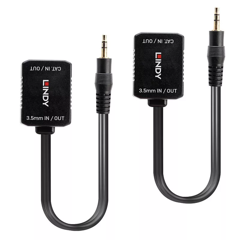Transmissor e Recetor AV Lindy 500 m Cat.6 Extensor de Áudio Analógico 3,5 mm