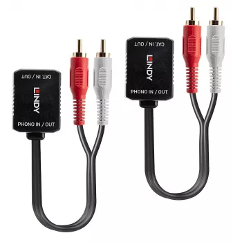 Transmissor AV Lindy 500m Cat.6 Extensor de Áudio Analógico Phono