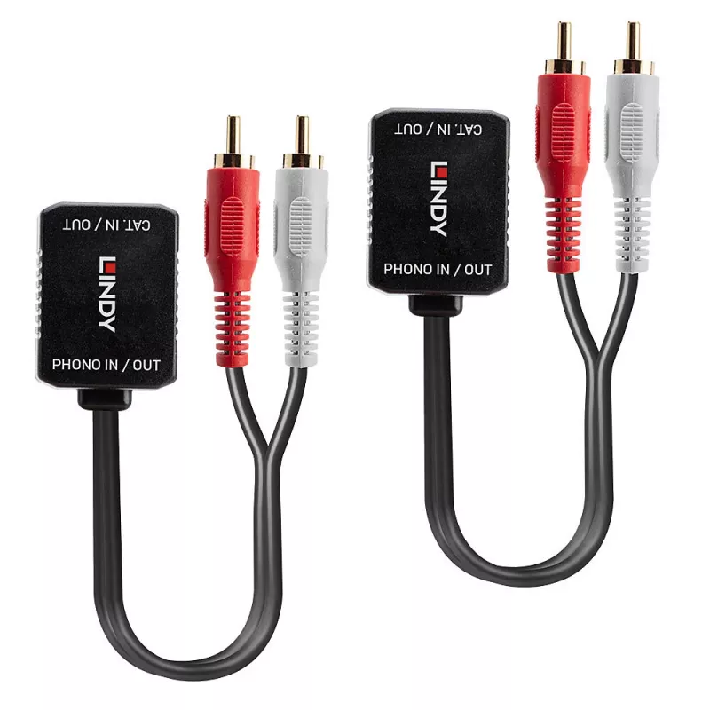 Transmissor AV Lindy 500m Cat.6 Extensor de Áudio Analógico Phono