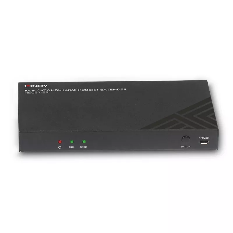 Recetor AV Lindy 100m Cat.6 HDMI 4K60 Áudio IR RS-232 HDBaseT