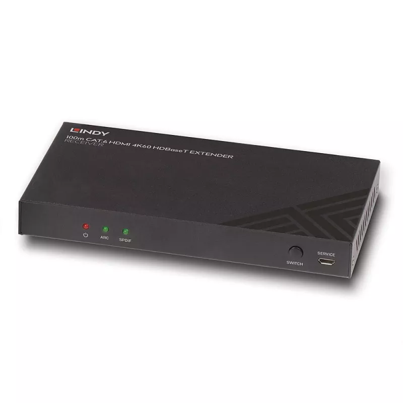 Recetor AV Lindy 100m Cat.6 HDMI 4K60 Áudio IR RS-232 HDBaseT