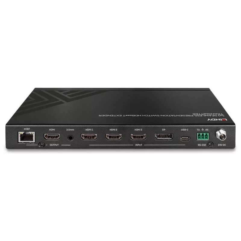 Transmissor AV Lindy Comutador de Apresentação Contínua 5 Portas Extensor HDBaseT 3840 x 2160 Píxeis