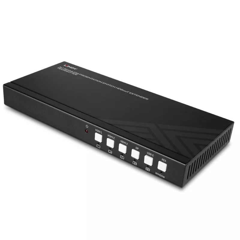 Transmissor AV Lindy Comutador de Apresentação Contínua 5 Portas Extensor HDBaseT 3840 x 2160 Píxeis