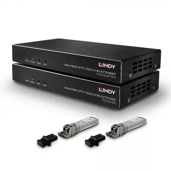Transmissor e Recetor AV Lindy 300m Extensor HDMI em Fibra Ótica 18G e IR