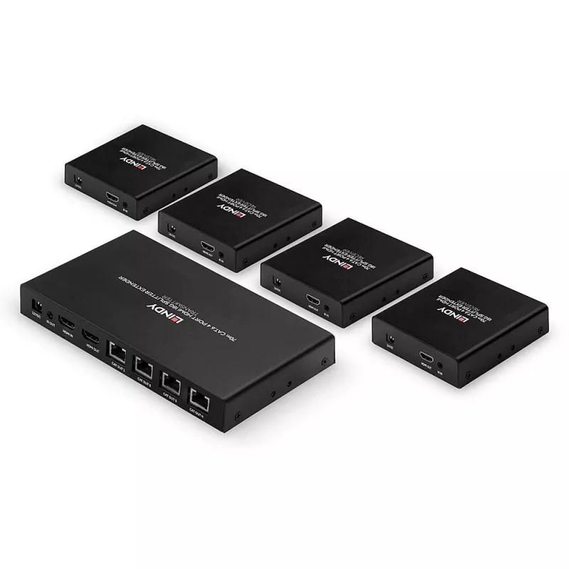 Lindy 38262 splitter extensor HDMI 4K60 de 4 portas, Cat.6 70 m, HDR, preto