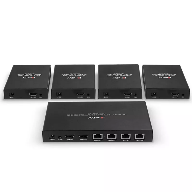 Lindy 38262 splitter extensor HDMI 4K60 de 4 portas, Cat.6 70 m, HDR, preto
