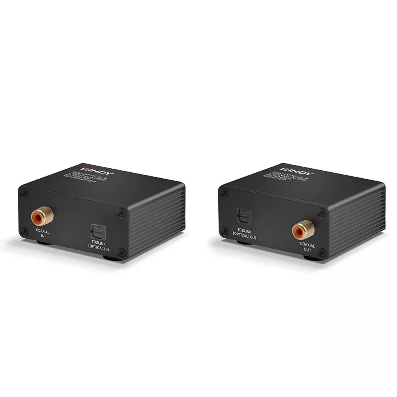 Transmissor e Recetor AV Lindy 150m Cat.6 Extensor de Áudio Digital TosLink e Coaxial