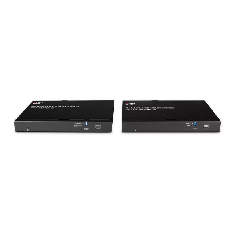 Extensor HDBaseT Lindy 70m Cat.6 HDMI 4K60, Áudio, IR e RS-232 com ARC
