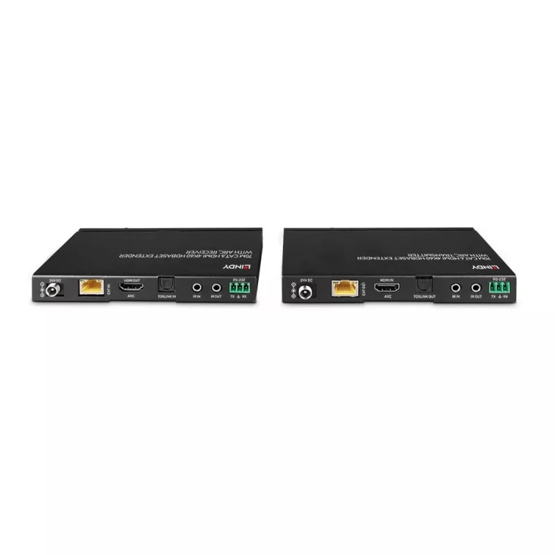 Extensor HDBaseT Lindy 70m Cat.6 HDMI 4K60, Áudio, IR e RS-232 com ARC