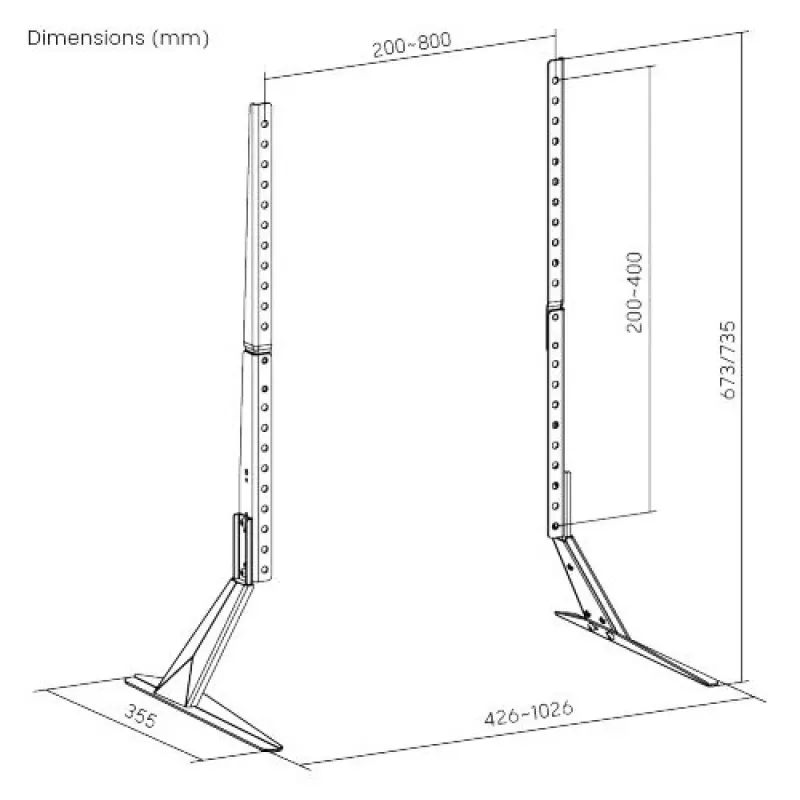 Suporte de monitor Vivolink VLMT400B com altura ajustável, orientável e inclinável