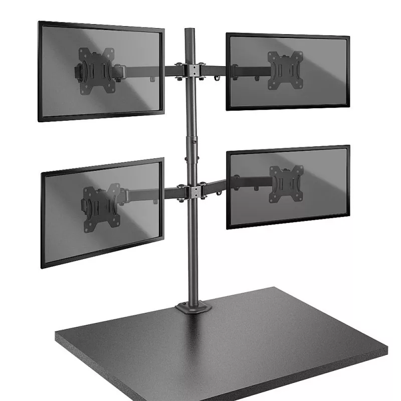 Suporte de monitor quádruplo Lindy com mastro e grampo de mesa