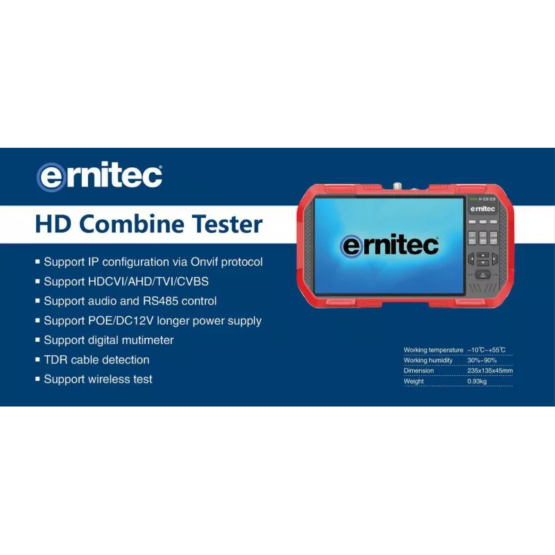 Monitor de vigilância Ernitec 0070-24107-TESTER monitor de teste CCTV 17,8 cm (7 polegadas) 1920 x 1200 píxeis