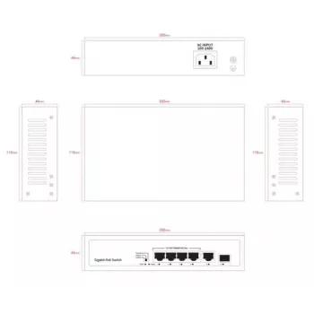 Switch de rede Ernitec ELECTRA-U04-1GB-60W 4 portas 1 GB 60 W