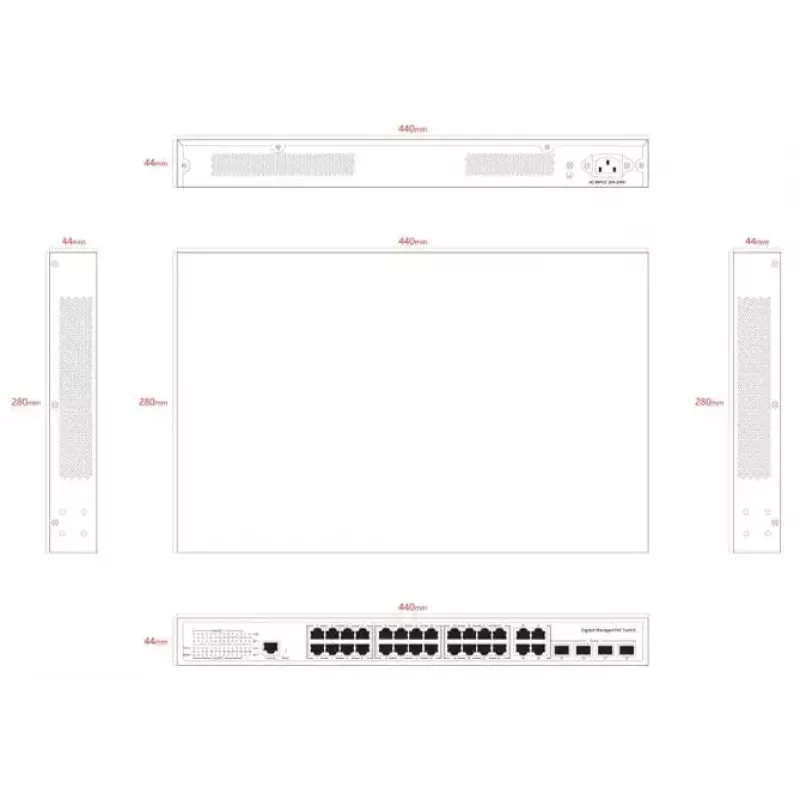 Switch de rede Ernitec ELECTRA-M224-1GB-370W 24 portas 1GB