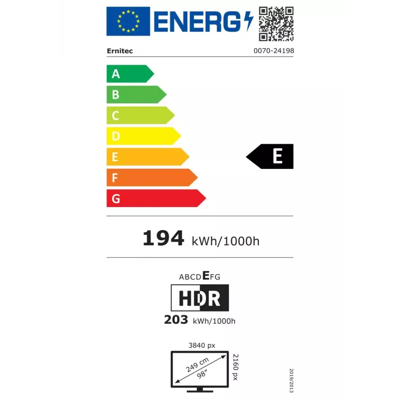 Monitor Ernitec 0070-24198 98 polegadas 4K Ultra HD LED 3840 x 2160