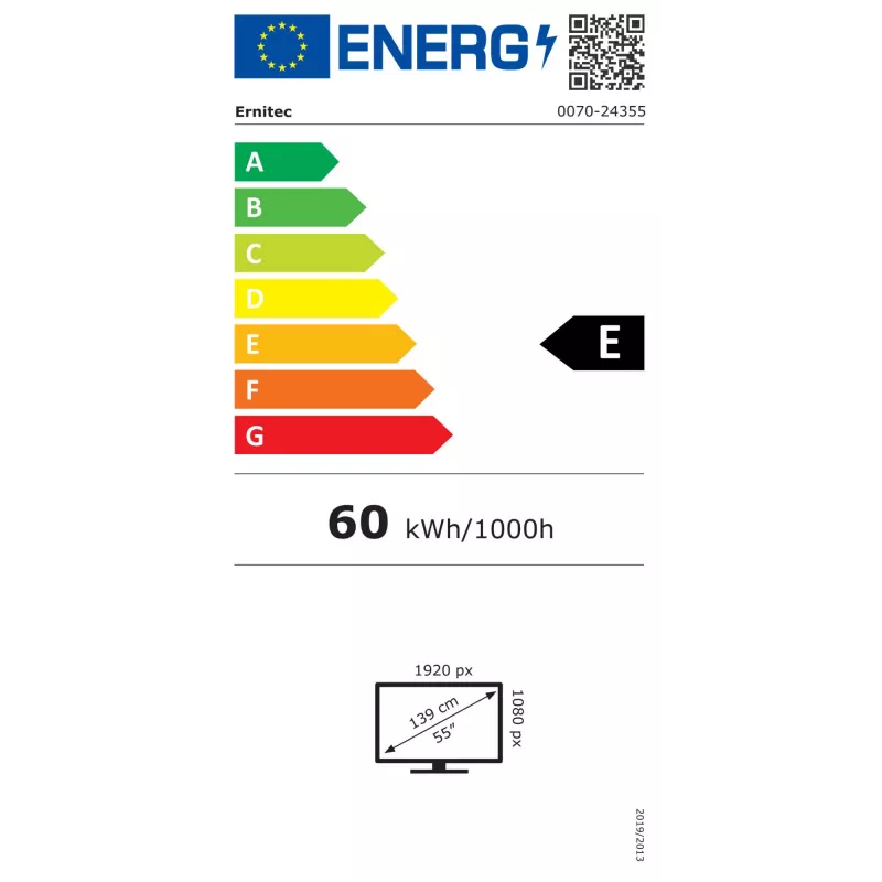 Ecrã de sinalização Ernitec 0070-24355 Ecrã plano de sinalização digital 139,7 cm (55 polegadas) LCD 4K Ultra HD Preto