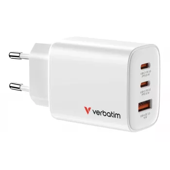 Carregador GaN Verbatim Essentials 65W Ficha EU Branco, interior, AC, 20 V, Branco