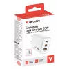 Carregador GaN Verbatim Essentials 65W Ficha EU Branco, interior, AC, 20 V, Branco
