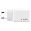 Carregador GaN Verbatim Essentials 65W Ficha EU Branco, interior, AC, 20 V, Branco