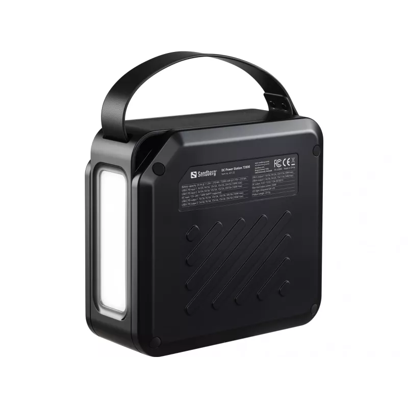 Estação de energia DC portátil SANDBERG Sandberg DC Power Station 72000 — LMFP 72.000 mAh, entrada DC e USB-C, preto