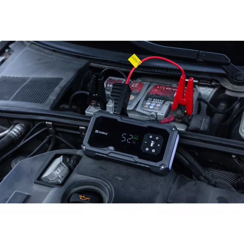 Arrancador portátil e bomba de pneus SANDBERG Sandberg Car Jumpstarter TirePump 10000 — 800 A de corrente de arranque, saída de 2 A, USB 5 V
