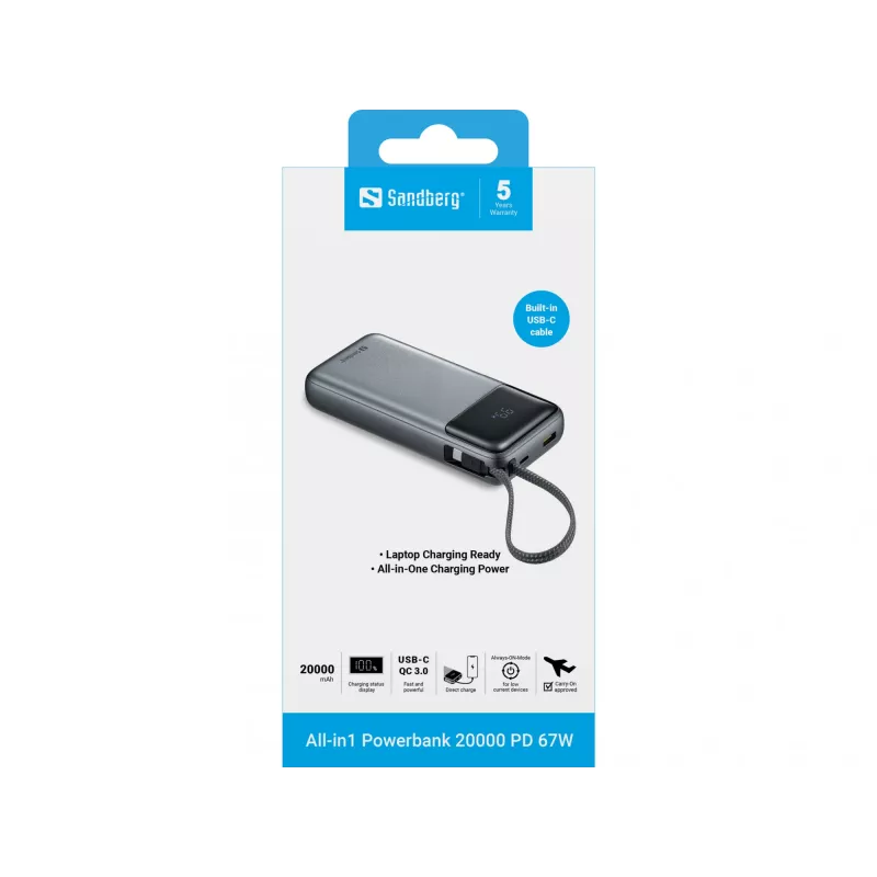 Sandberg All-in1 power bank 20000 PD 67 W