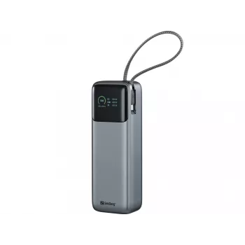 Powerbank portátil SANDBERG All-in1 Powerbank 20000 PD 130W — 20000 mAh, LiPo, USB-A 1x, USB-C 1x, 130 W, preto/cinzento