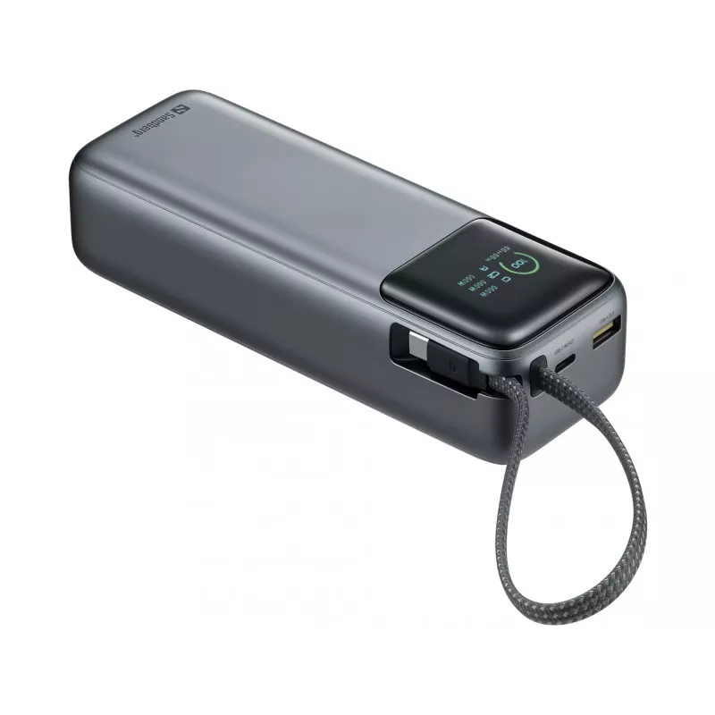 Powerbank portátil SANDBERG All-in1 Powerbank 20000 PD 130W — 20000 mAh, LiPo, USB-A 1x, USB-C 1x, 130 W, preto/cinzento
