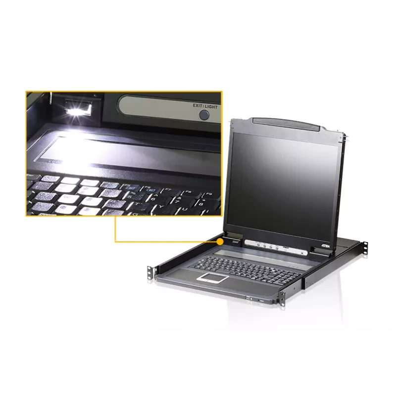 Consola de rack ATEN CL3000N 48,3 cm (19 polegadas) 1280 x 1024 píxeis alumínio preto 1U