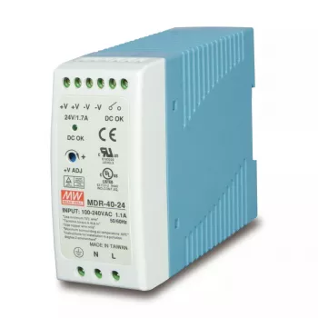 Fonte de alimentação PLANET PWR-40-24, 40 W, saída 24 V, entrada 100–240 V AC, refrigeração passiva, estado LED