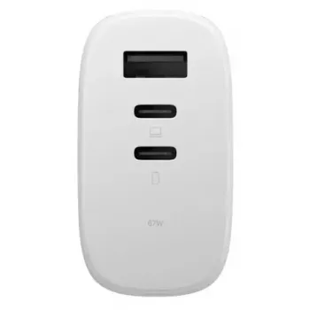 Carregador rápido GaN Native Union Fast Gan Charger Pd 67W branco Intl 2C1A USB‑C 2 portas 67W AC 100–240V proteção contra sobrecorrente, sobretensão e sobreaquecimento