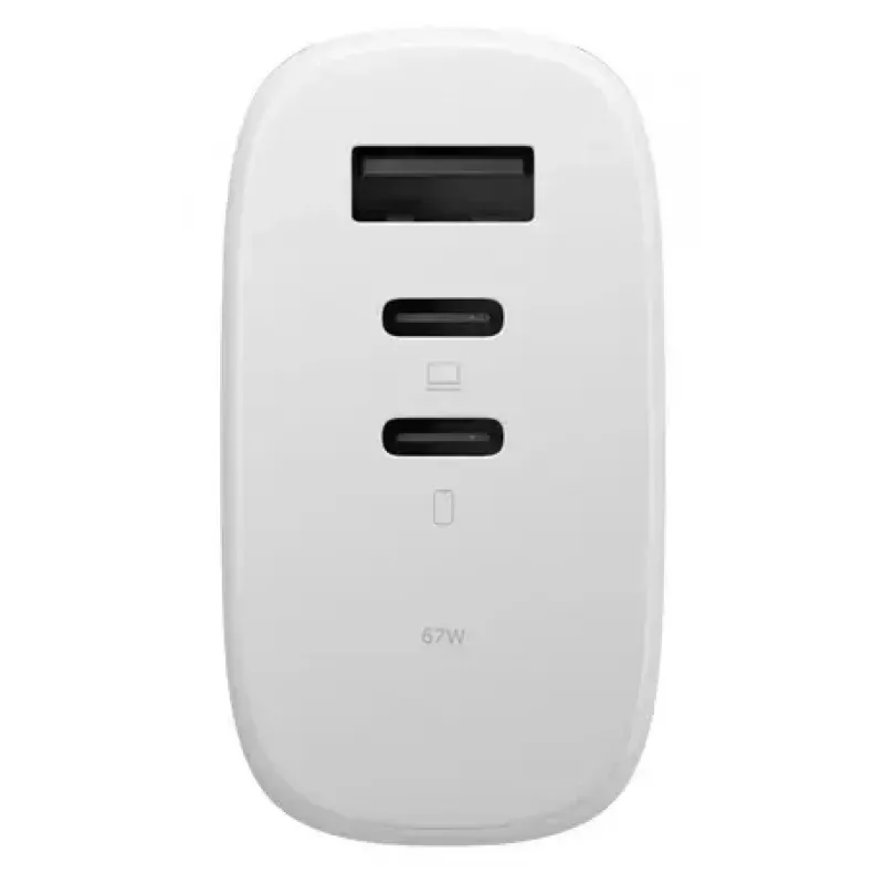 Carregador rápido GaN Native Union Fast Gan Charger Pd 67W branco Intl 2C1A USB‑C 2 portas 67W AC 100–240V proteção contra sobrecorrente, sobretensão e sobreaquecimento