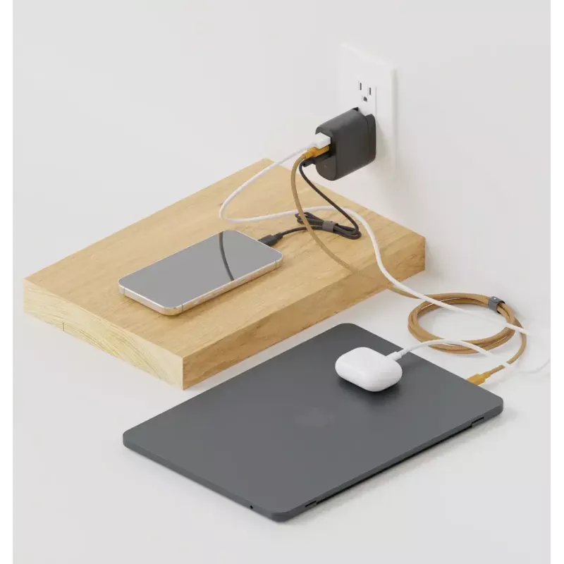 Carregador rápido GaN Native Union Fast Gan Charger Pd 67W branco Intl 2C1A USB‑C 2 portas 67W AC 100–240V proteção contra sobrecorrente, sobretensão e sobreaquecimento