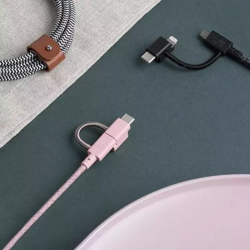 Cabo de dados USB 2.0 native union BELT-ULC-ZEB-NP 2 m USB A para USB‑C / Micro‑USB B / Lightning preto branco