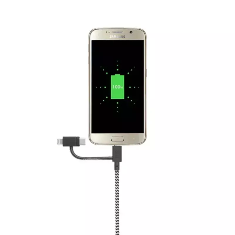 Cabo de dados USB 2.0 native union BELT-ULC-ZEB-NP 2 m USB A para USB‑C / Micro‑USB B / Lightning preto branco
