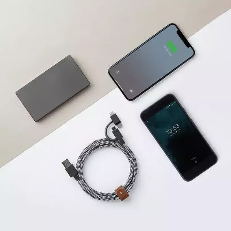 Cabo de dados USB 2.0 native union BELT-ULC-ZEB-NP 2 m USB A para USB‑C / Micro‑USB B / Lightning preto branco