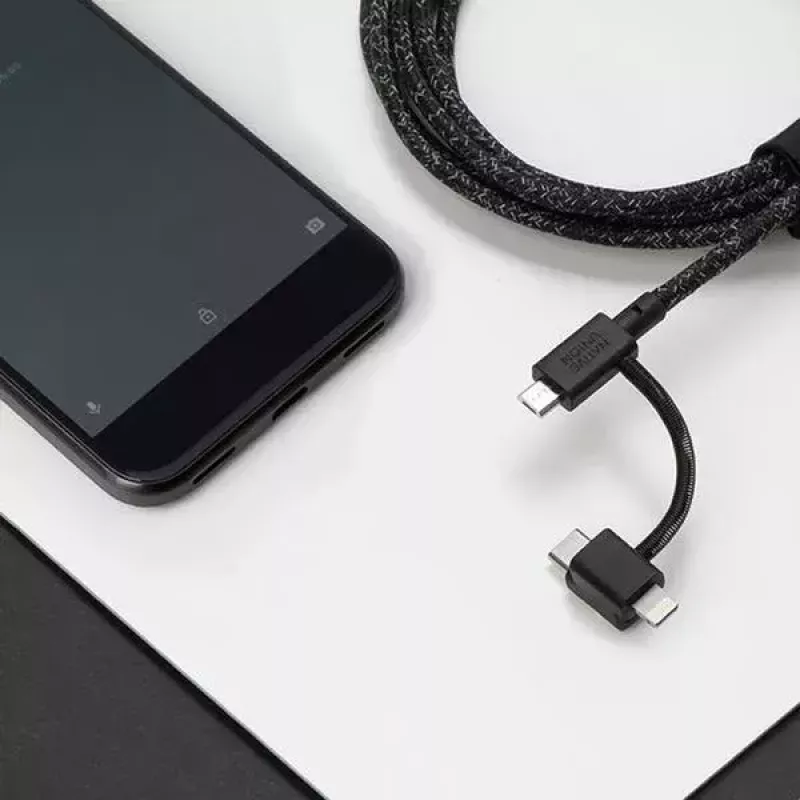 Cabo de dados USB 2.0 native union BELT-ULC-ZEB-NP 2 m USB A para USB‑C / Micro‑USB B / Lightning preto branco