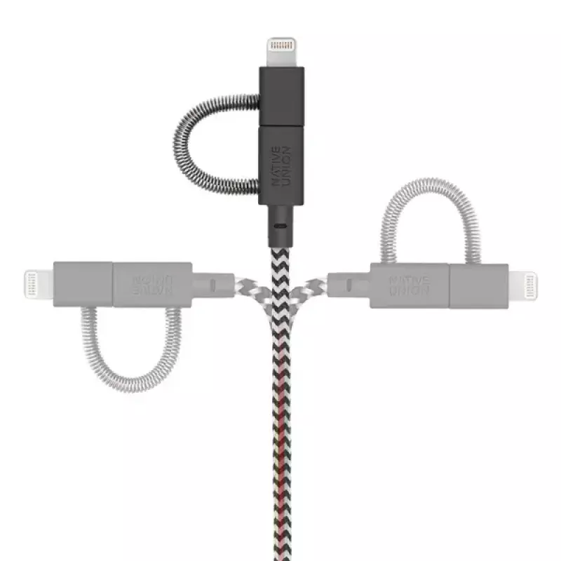 Cabo de dados USB 2.0 native union BELT-ULC-ZEB-NP 2 m USB A para USB‑C / Micro‑USB B / Lightning preto branco