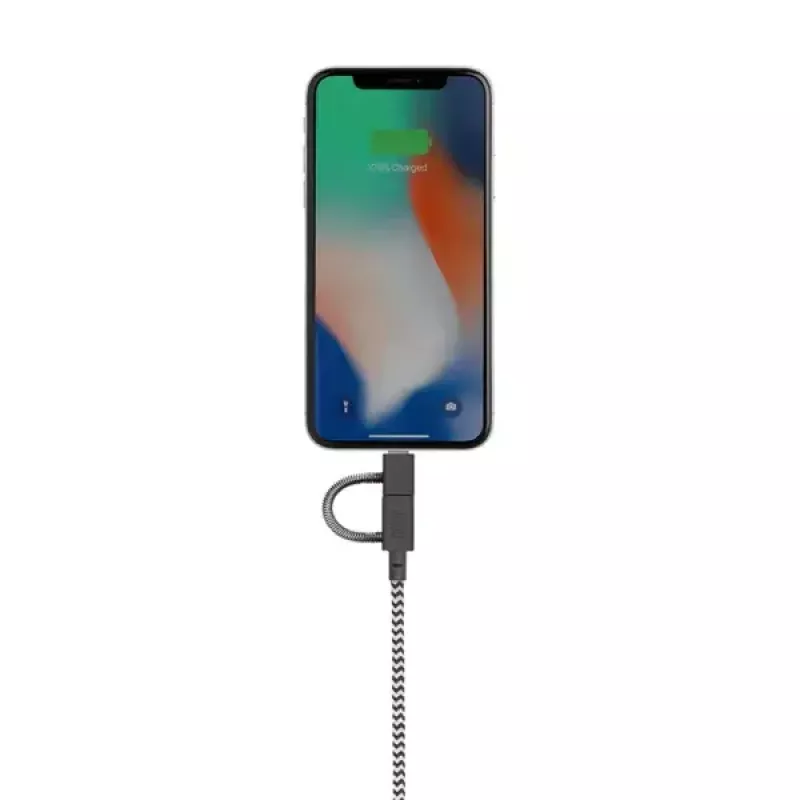 Cabo de dados USB 2.0 native union BELT-ULC-ZEB-NP 2 m USB A para USB‑C / Micro‑USB B / Lightning preto branco