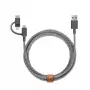 Cabo de dados USB 2.0 native union BELT-ULC-ZEB-NP 2 m USB A para USB‑C / Micro‑USB B / Lightning preto branco