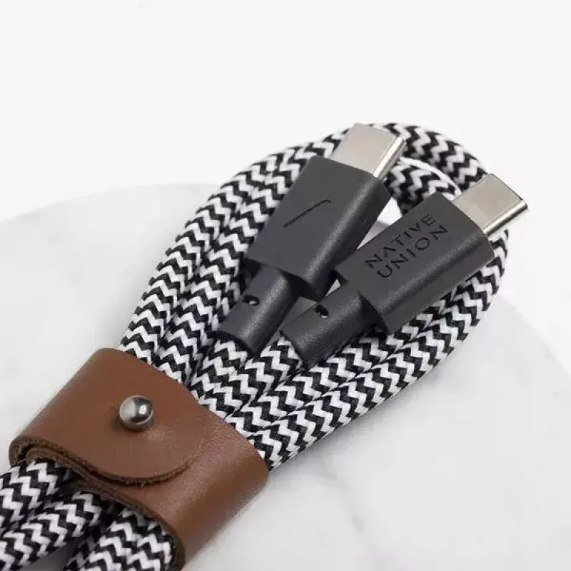 Cabo USB-C Native Union BELT-C-ZEB-2-NP 1,2 m USB-C para USB-C preto/branco