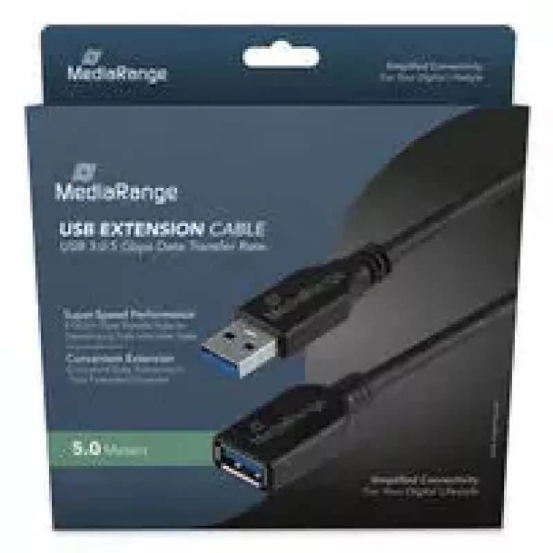 Cabo USB-A para USB-A MediaRange MRCS241 USB 3.2 Gen 1 (5 Gbit/s) 5 m preto