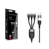 Cabo de carregamento rápido Conceptronic ETTA06B15C 3-em-1 100 W 1,5 m, triplo USB-C, USB 2.0, E-Mark