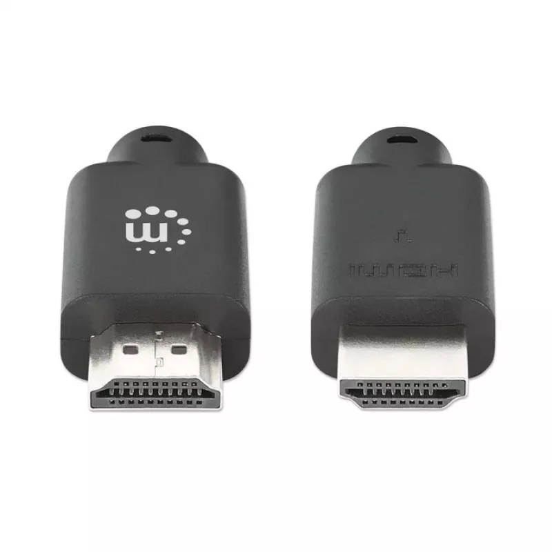 Manhattan 356633 cabo HDMI 2.0 de alta velocidade com Ethernet, 4K@60Hz, 18 Gbit/s, macho-macho, blindagem dupla, moldado, 1 m, preto