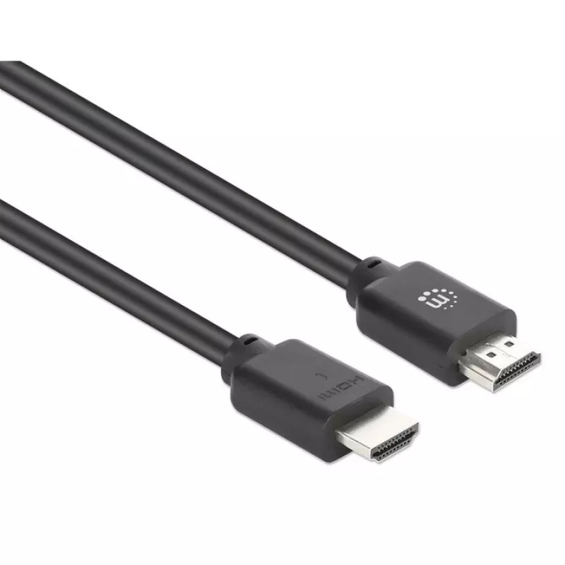 Manhattan 356664 cabo HDMI 2.0 de alta velocidade com Ethernet, 4K@60Hz, 18 Gbit/s, macho-macho, blindagem dupla, moldado, 3 m, preto
