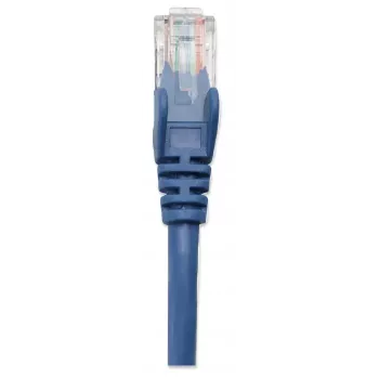 Cabo de rede patch Intellinet, Cat5e, 1 m, azul, CCA, U/UTP, PVC, RJ45, contactos banhados a ouro, sem patilha, proteção anti-dobra moldada, garantia vitalícia