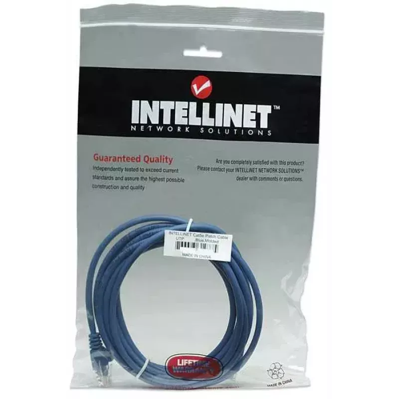 Intellinet 318938 cabo de ligação de rede, Cat5e, U/UTP, 2x RJ45, com protetores, 1 m, azul