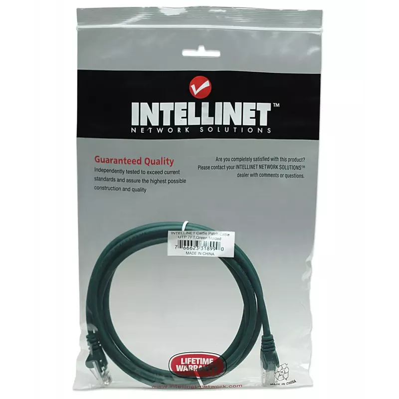 Intellinet 318990 cabo de ligação de rede, Cat5e, U/UTP, 2x RJ45, com protetores, 2 m, verde